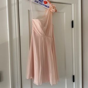 One shoulder silk dress pink